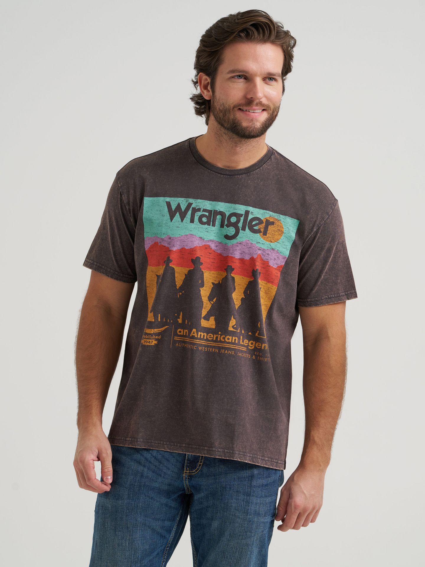 Мужская футболка Wrangler American Legend Vintage Fit Back Graphic, цвет: Призрачный варёный — фото 4