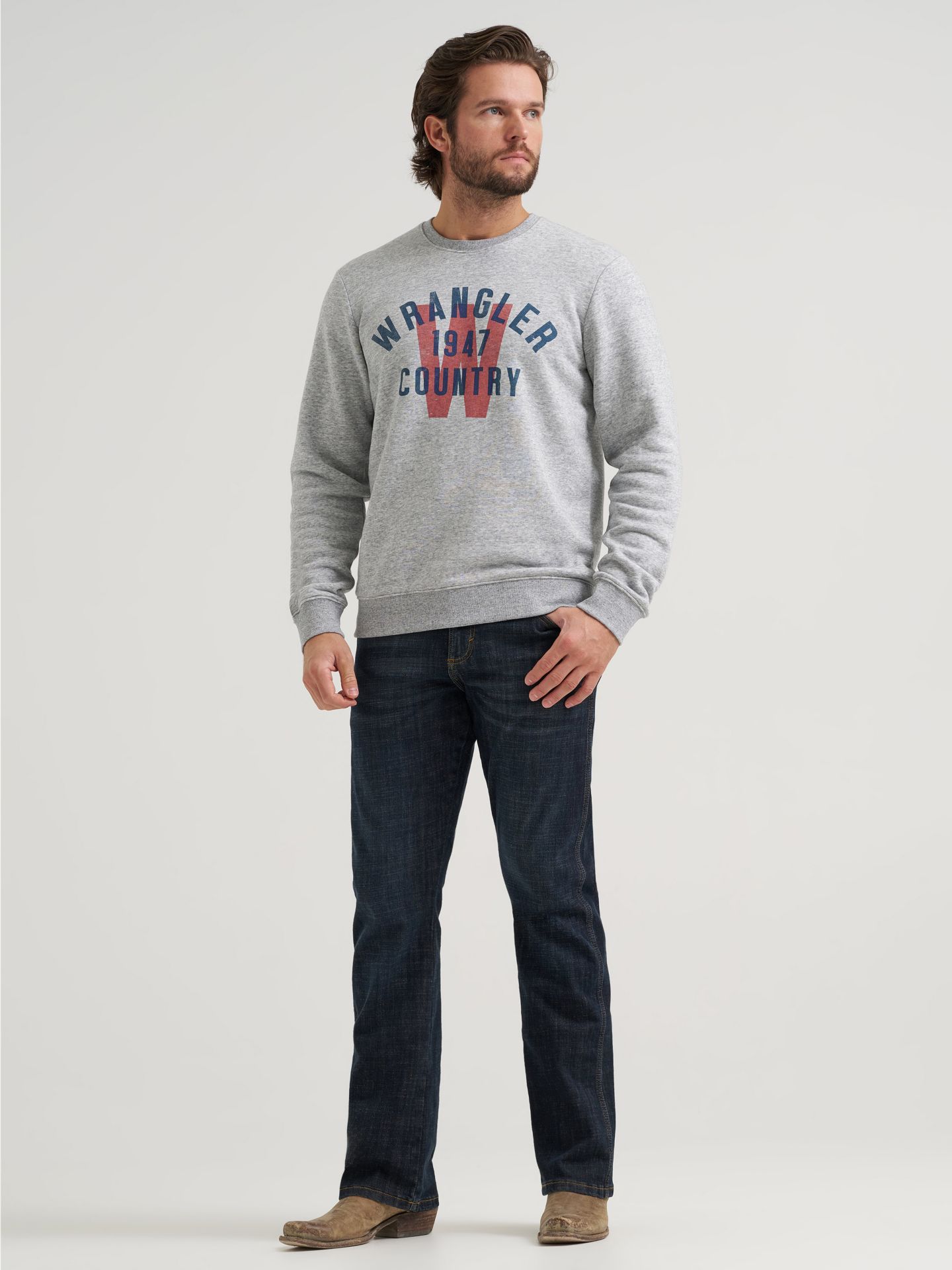 Мужская толстовка Wrangler 1947 Country Graphic Fleece, цвет: Серый — фото 3