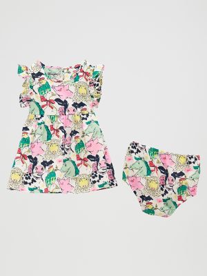 Little Girl's Ruffle Sleeve Print Dress