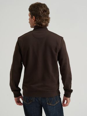 Longhorn Wrangler Quarter-Zip Fleece Pullover in Chocolate Torte