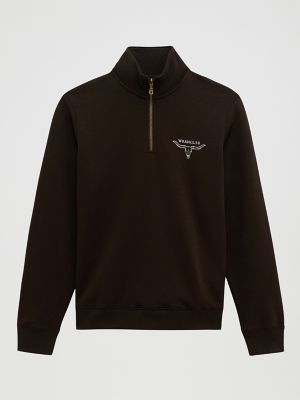 Longhorn Wrangler Quarter-Zip Fleece Pullover in Chocolate Torte