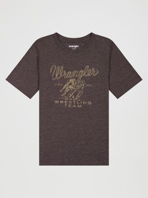 Boy's Rodeo Wrestling Team Graphic T-Shirt in Chocolate Torte Heather