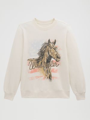 Women's Americana Horse Graphic Fleece Reg Pullover
