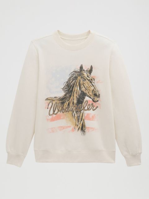 Женские свитеры Wrangler Women's Americana Horse Graphic Fleece Reg Pullover
