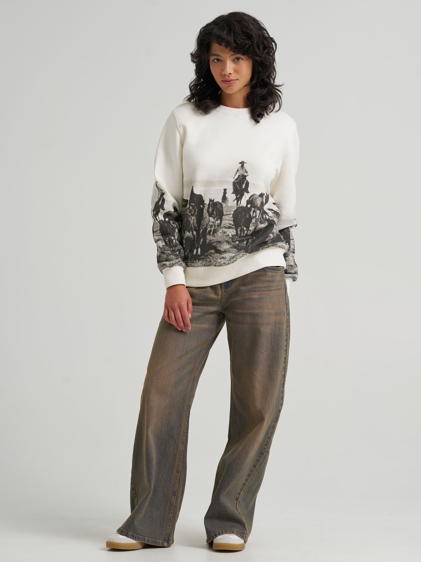 Женский свитер Wrangler Archival Graphic Fleece Reg Pullover, цвет: Egret — фото 7