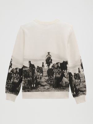 Women's Archival Graphic Fleece Reg Pullover in Egret