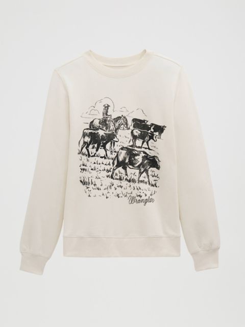 Женские свитеры Wrangler Women's Cattle Drive Graphic Fleece Reg Pullover