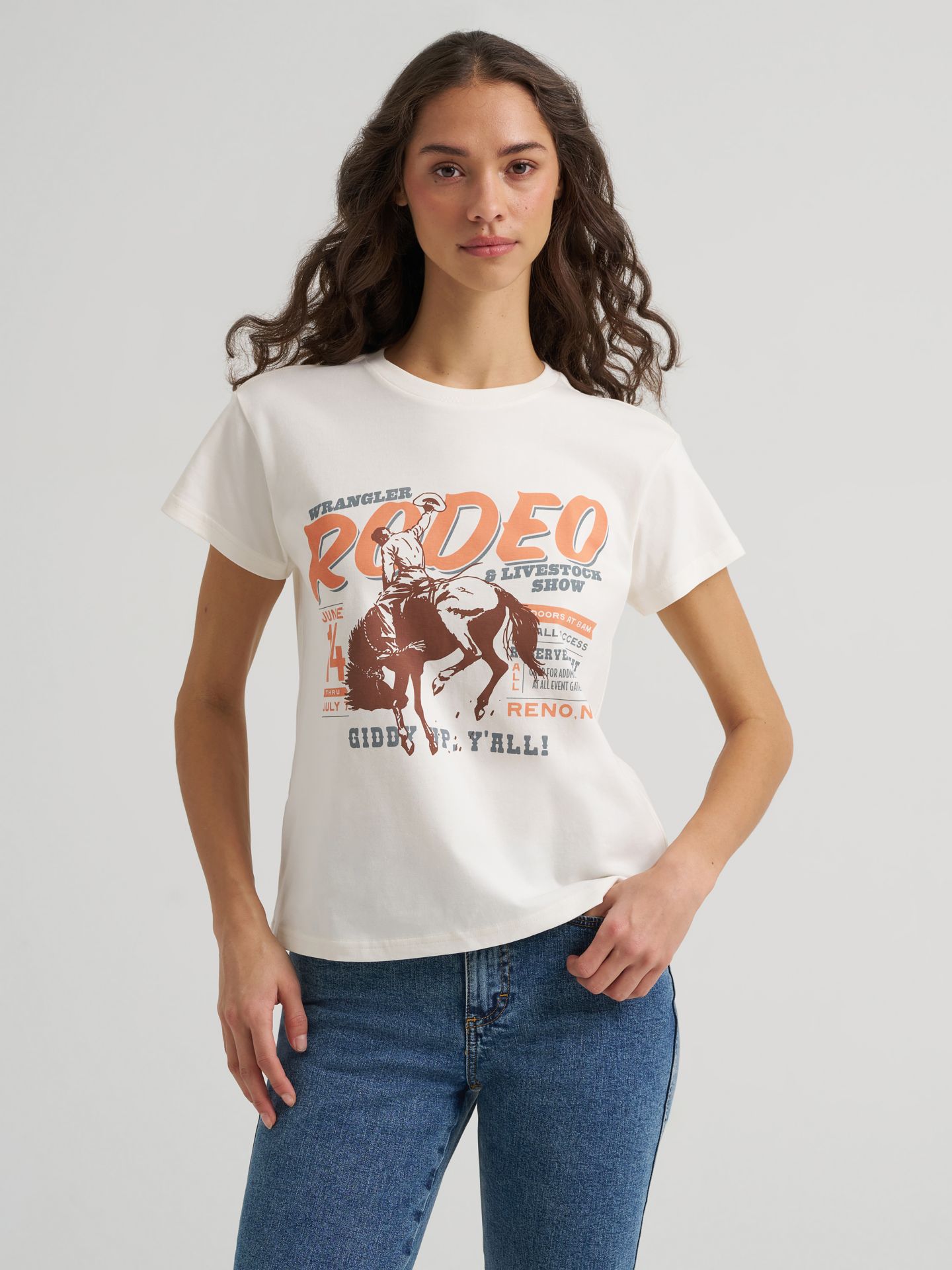 Женская футболка Wrangler Giddy Up Retro Reg Fit Graphic, цвет: Egret — фото 3
