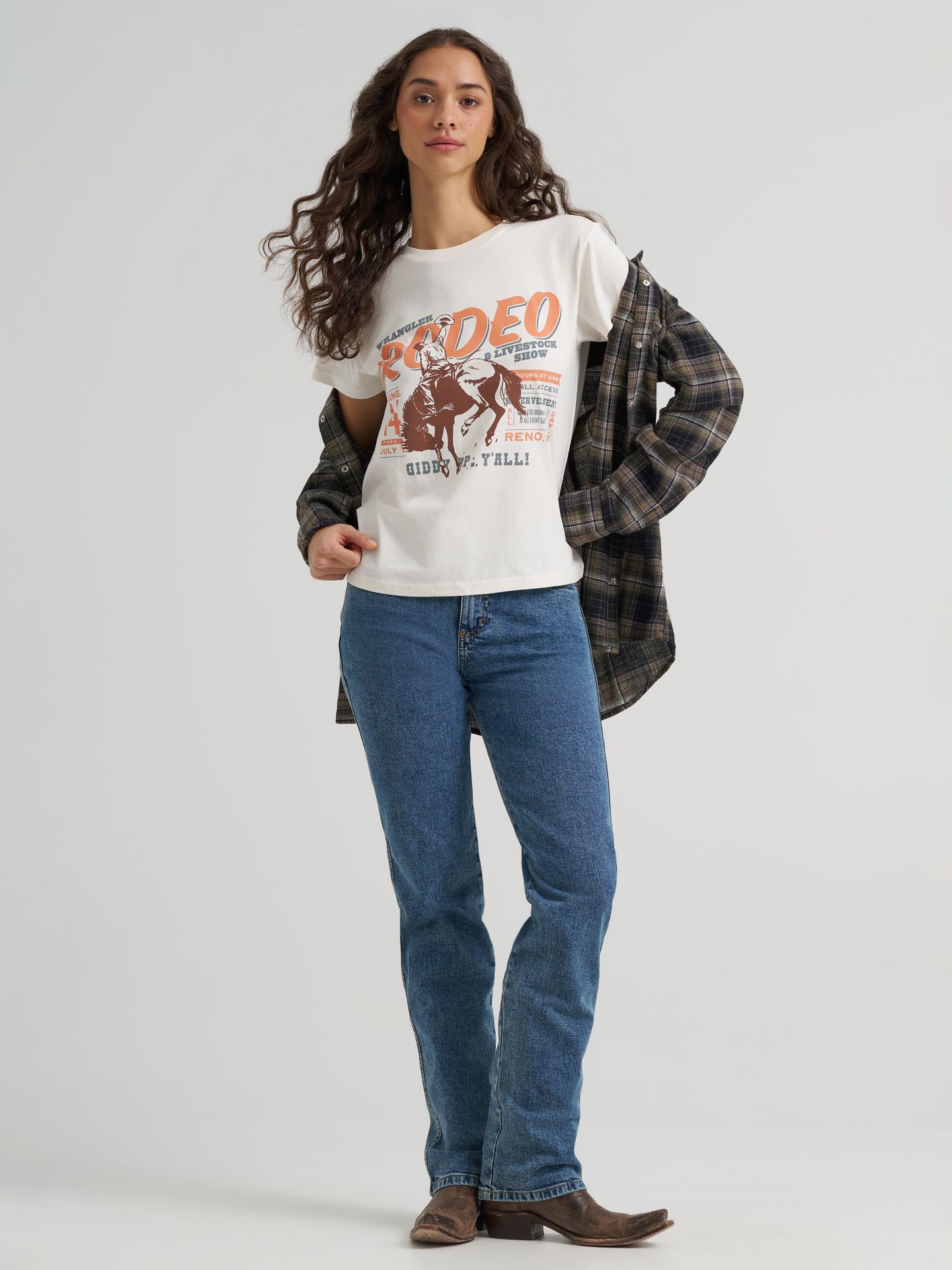 Женская футболка Wrangler Giddy Up Retro Reg Fit Graphic, цвет: Egret — фото 4
