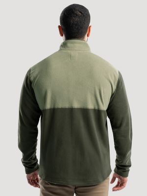 Men's Wrangler ATG&trade; Color Block Mock Neck Jacket in Tan/Green alternative view 3