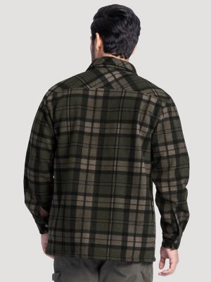 Men's Faux Shearling Workwear Flannel Overshirt