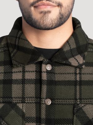 Men's Faux Shearling Workwear Flannel Overshirt