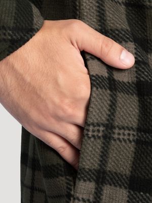Men's Faux Shearling Workwear Flannel Overshirt