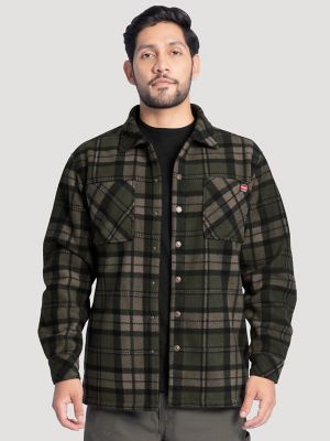 Men's Faux Shearling Workwear Flannel Overshirt