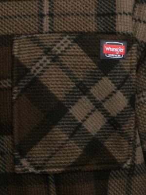 Men's Faux Shearling Workwear Flannel Overshirt in Brown Check