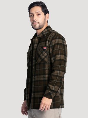 Men's Faux Shearling Workwear Flannel Overshirt