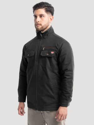 Men's Workwear Faux Shearling Lined Jacket in Black Caviar