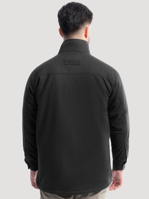 Men's Workwear Faux Shearling Lined Jacket in Black Caviar