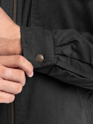 Men's Workwear Faux Shearling Lined Jacket in Black Caviar