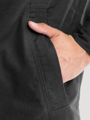 Men's Workwear Faux Shearling Lined Jacket in Black Caviar