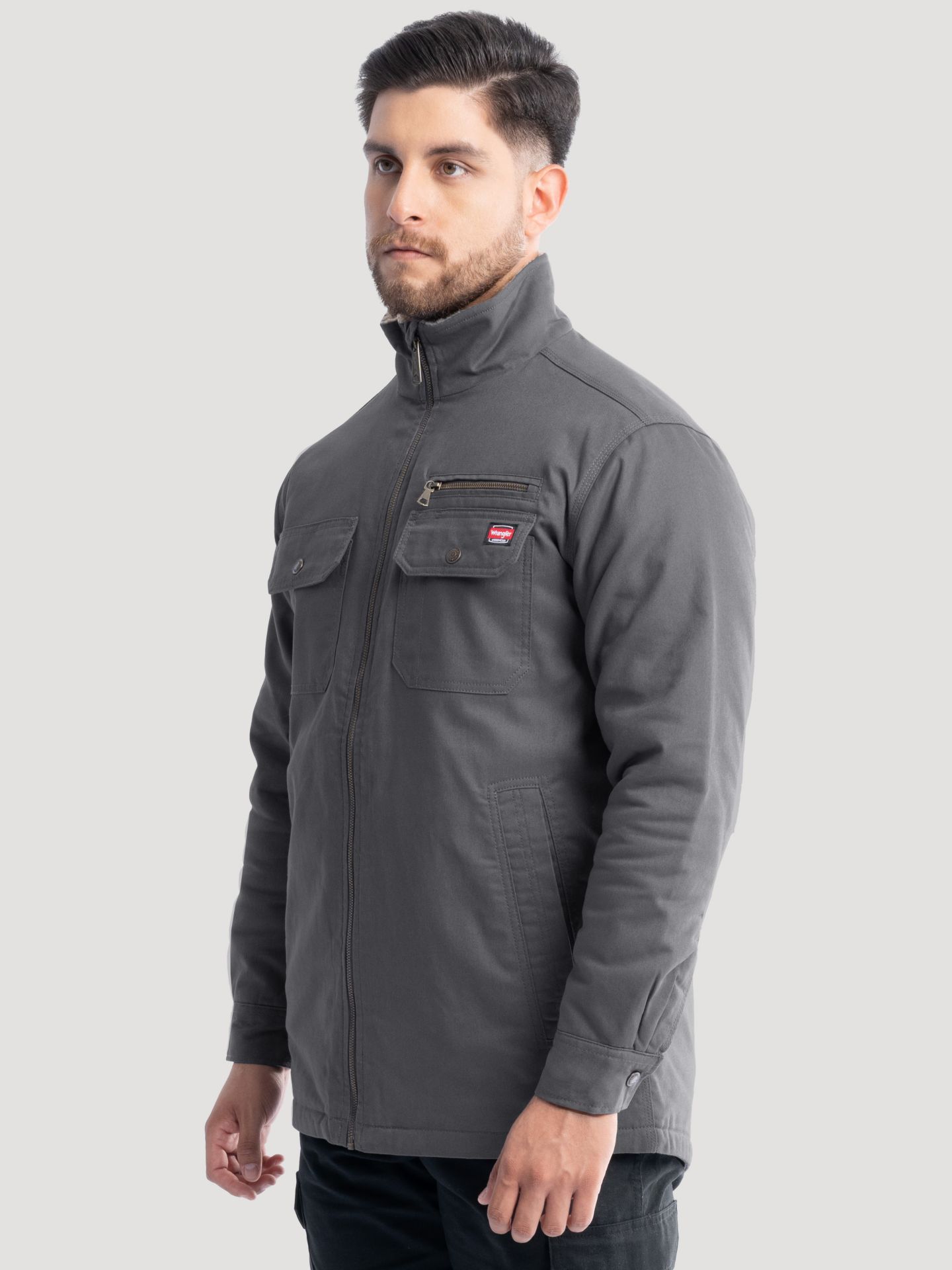 Мужская куртка Wrangler Workwear Faux Shearling Lined, цвет: Серый — фото 3