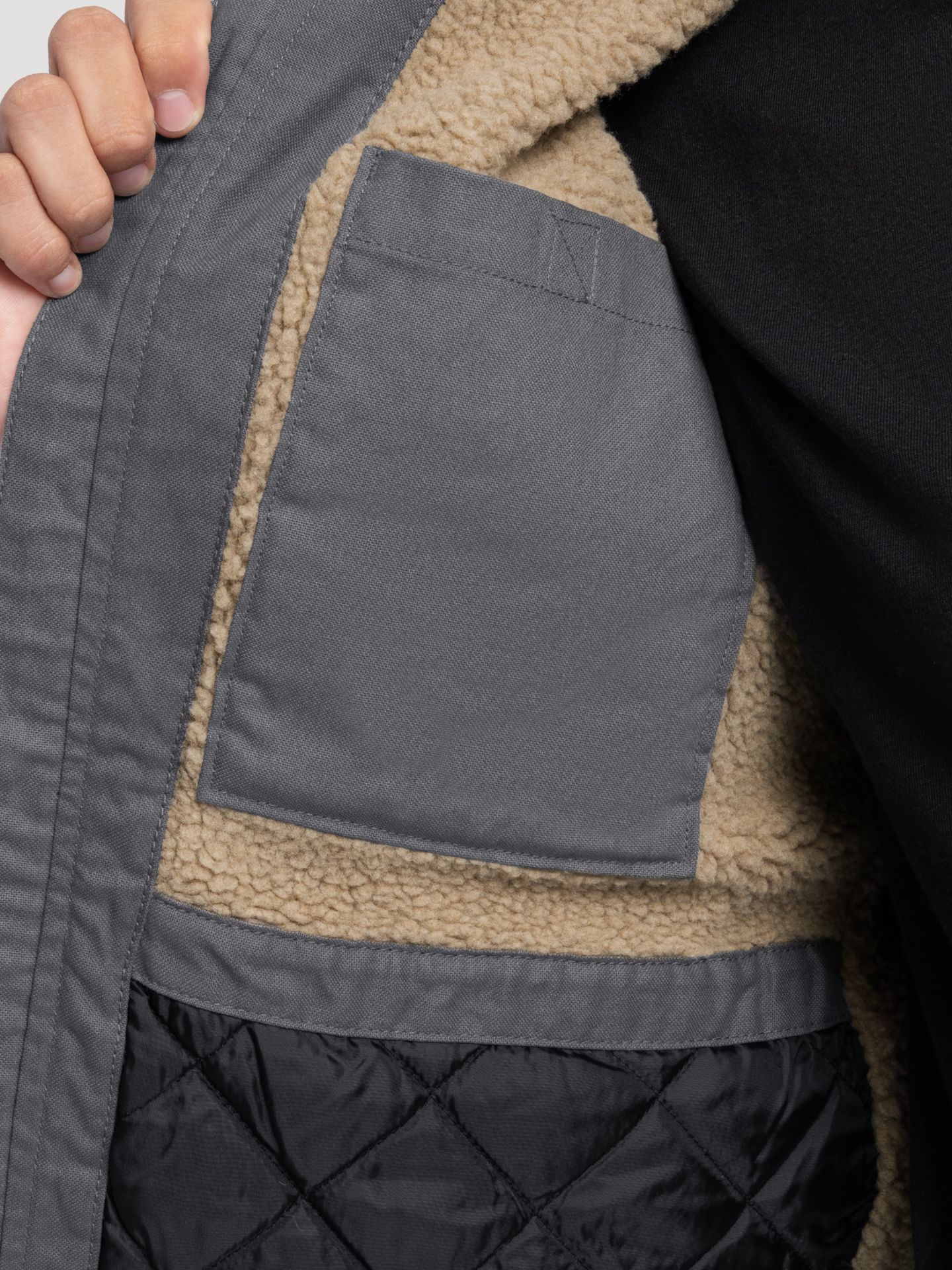 Мужская куртка Wrangler Workwear Faux Shearling Lined, цвет: Серый — фото 10