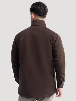 Men's Workwear Faux Shearling Lined Jacket in Java Brown