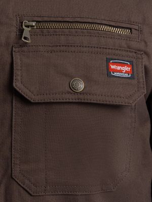 Men's Workwear Faux Shearling Lined Jacket in Java Brown