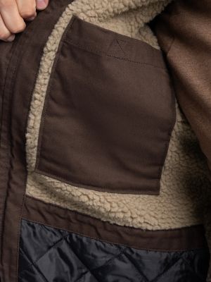 Men's Workwear Faux Shearling Lined Jacket in Java Brown