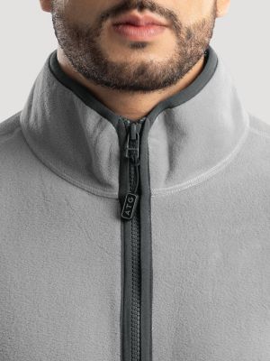 Men's Wrangler ATG&trade; Color Block Mock Neck Jacket in Grey alternative view 3