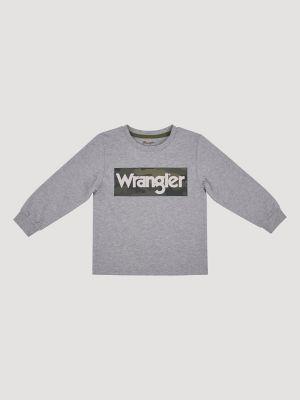 Wrangler Toddler Boy's Long Sleeve Graphic T-Shirt in Gray Camo