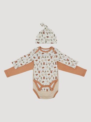 Wrangler Baby Bodysuits & Hat Set