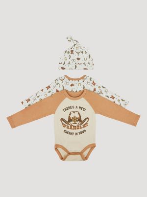 Wrangler Baby Bodysuits & Hat Set