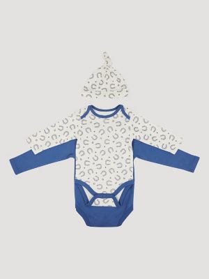 Wrangler Baby Bodysuits & Hat Set in Horseshoe Logo alternative view