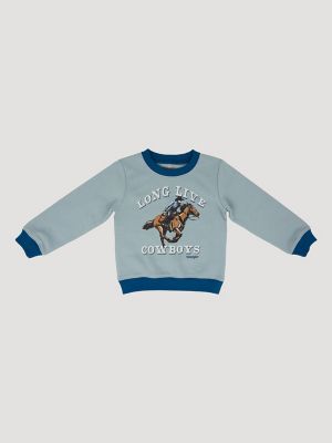 Wrangler Kids' Boy's Long Sleeve Graphic T-shirt In Long Live Cowboys In Blue