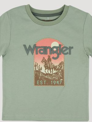Wrangler Boy's Long Sleeve Graphic T-Shirt in Cowboy Green alternative view 2