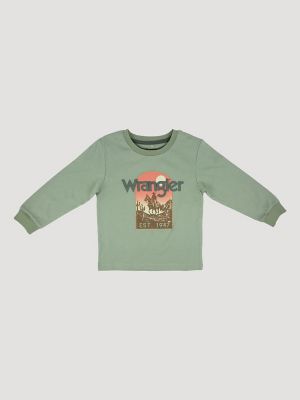 Wrangler Kids' Boy's Long Sleeve Graphic T-shirt In Cowboy Green