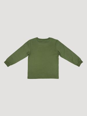 Wrangler Boy's Long Sleeve Graphic T-Shirt in Bison Green