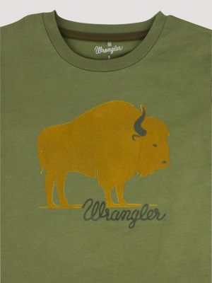 Wrangler Boy's Long Sleeve Graphic T-Shirt in Bison Green