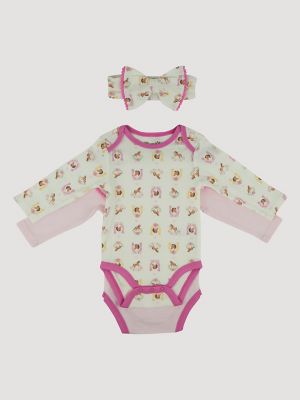 Wrangler Baby Girl Bodysuits & Bow Set