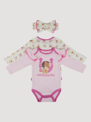 Wrangler Baby Girl Bodysuits & Bow Set