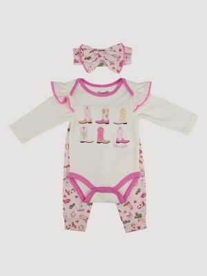 Wrangler Baby Girl Bodysuit & Jogger Set