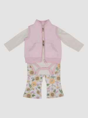 Wrangler Baby Girl Sherpa Vest Set