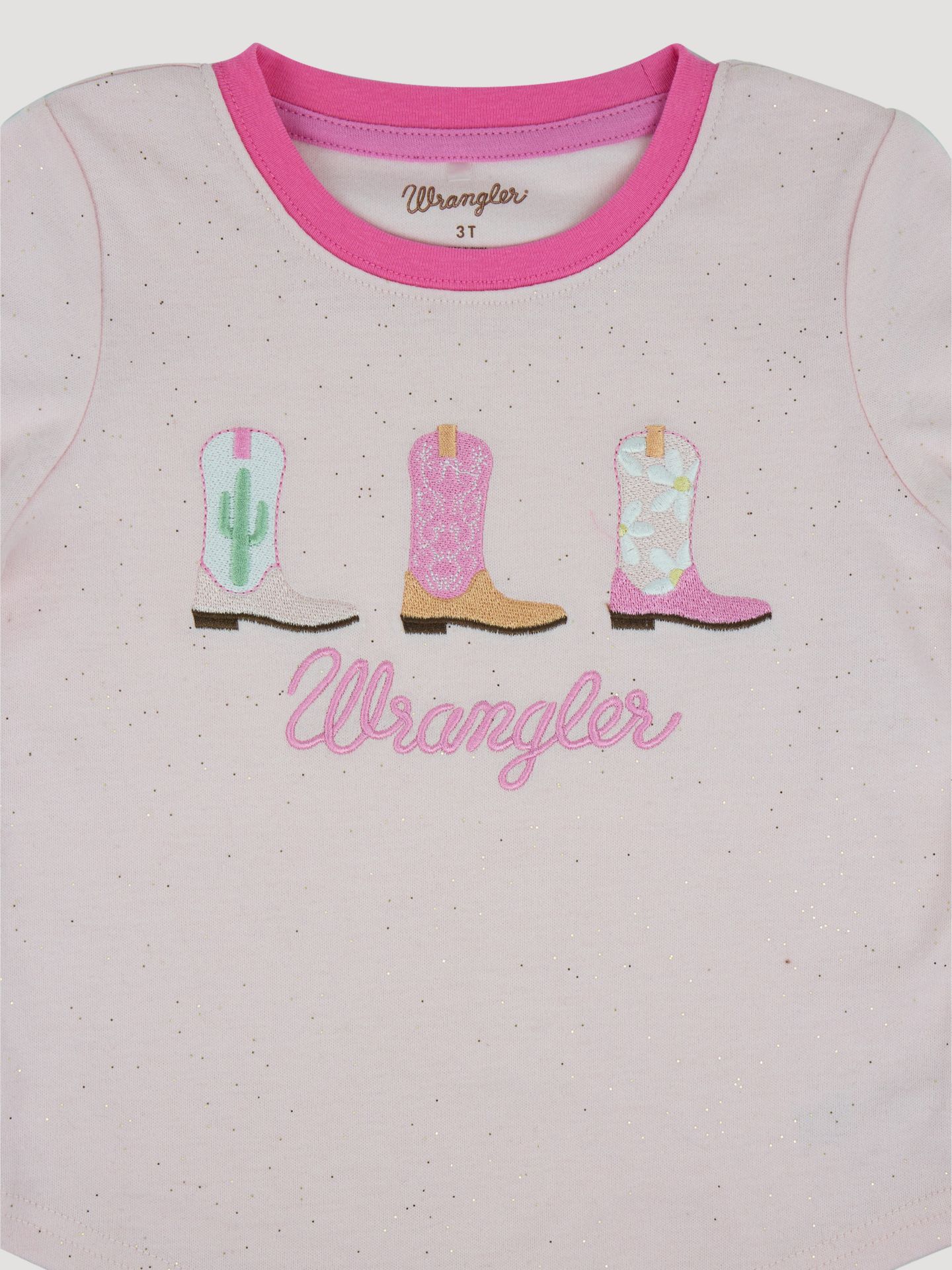 Футболка Wrangler Long Sleeve Graphic для девочек-малышей, цвет: Cowgirl Boots — фото 2