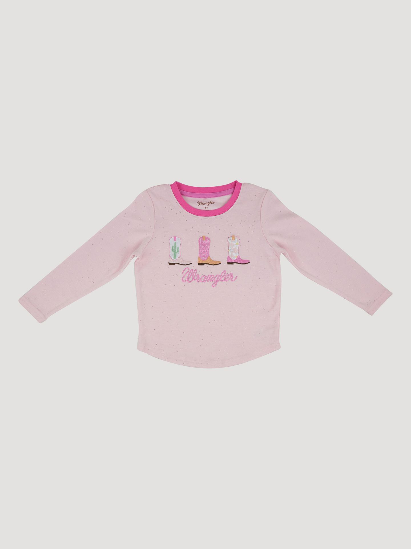 Футболка Wrangler Long Sleeve Graphic для девочек-малышей, цвет: Cowgirl Boots — фото 1