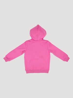 Wrangler Toddler Girl's Zip Graphic Hoodie in Heart Pink