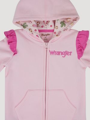 Wrangler Toddler Girl's Zip Ruffle Graphic Hoodie