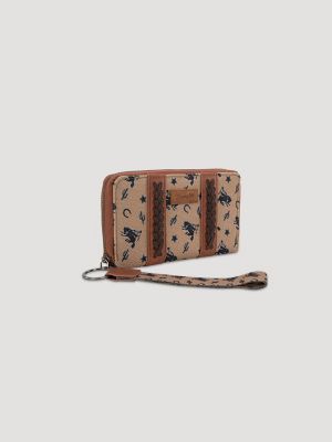 Rodeo Print Wristlet in Brown