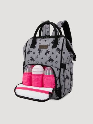Rodeo Print Backpack in Grey