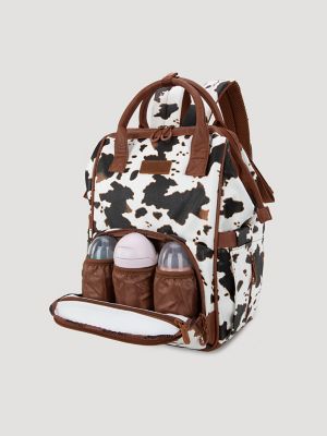 Cow Print Backpack:Brown:One Size alternative view